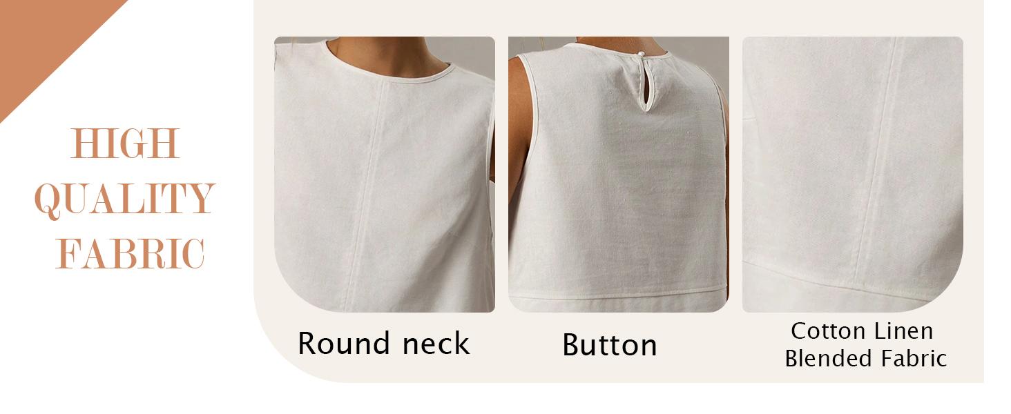 Mina Self 2025 Womens Linen Crop Tank Tops Summer Sleeveless Loose Comfy Casual Work Shirt Blouse Vest