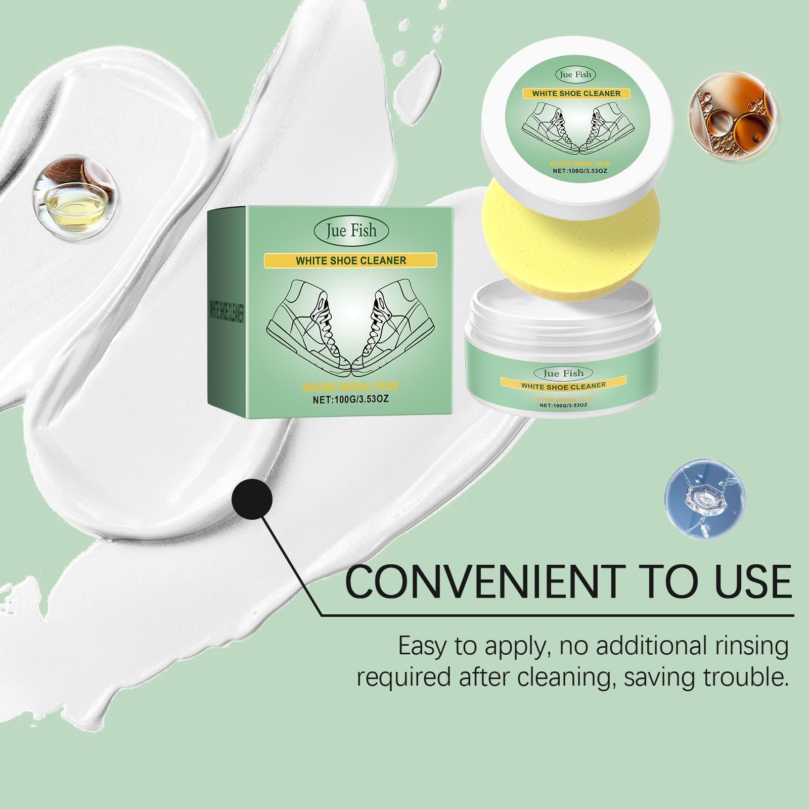 White Shoe Cleaner Cream Multipurpose No-Wash Solid Comes with Sponge Removes Stains Ideal for Leather Silicone Car Interiors Mild Non-Irritating Eco-Friendly YT