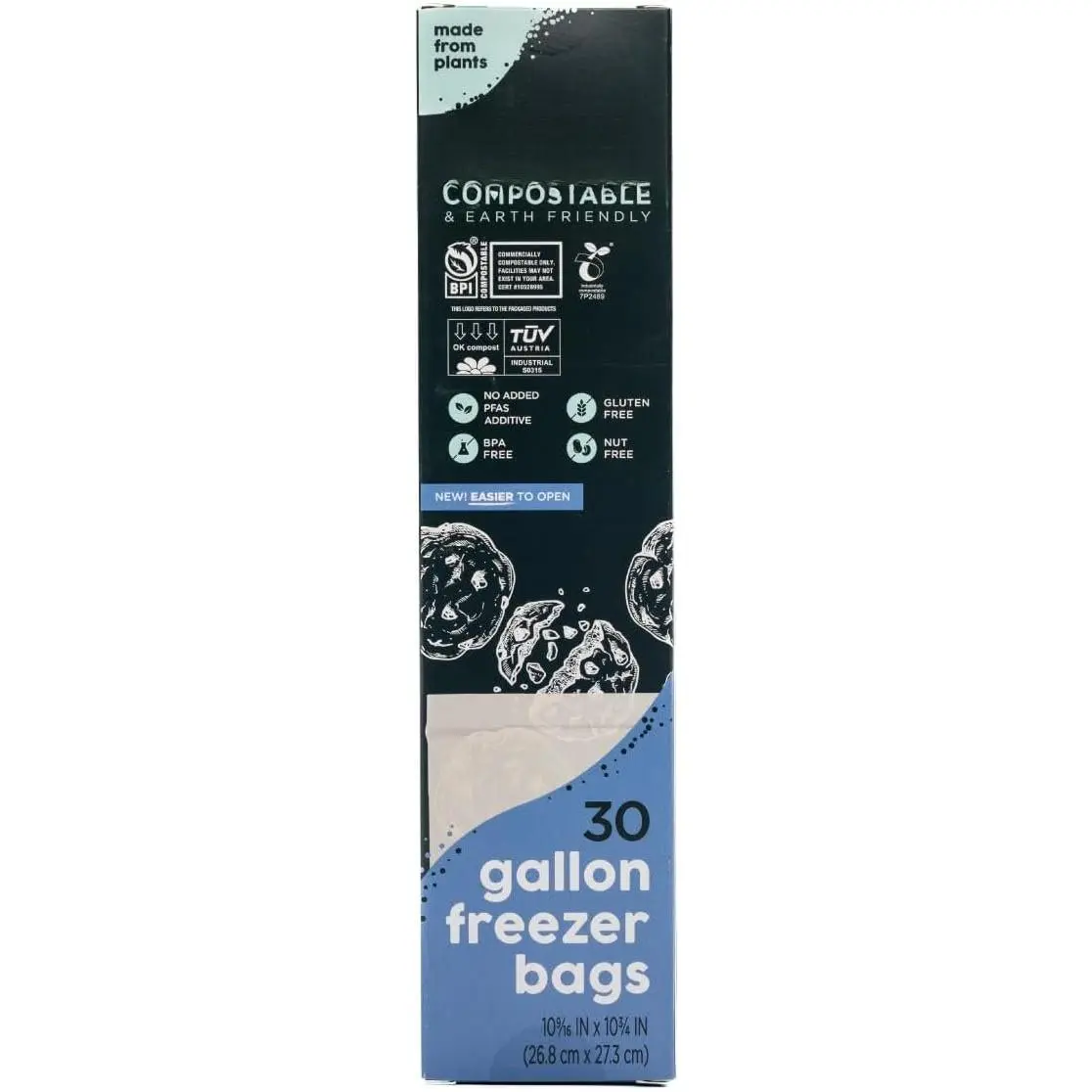 Compostable Gallon Freezer Bags, Resealable, 30 Ct, Made From  | Resealable Gallon Freezer Bags for  Storage, Made From , , Freezer Safe, Leak Resistant, 30 Bags