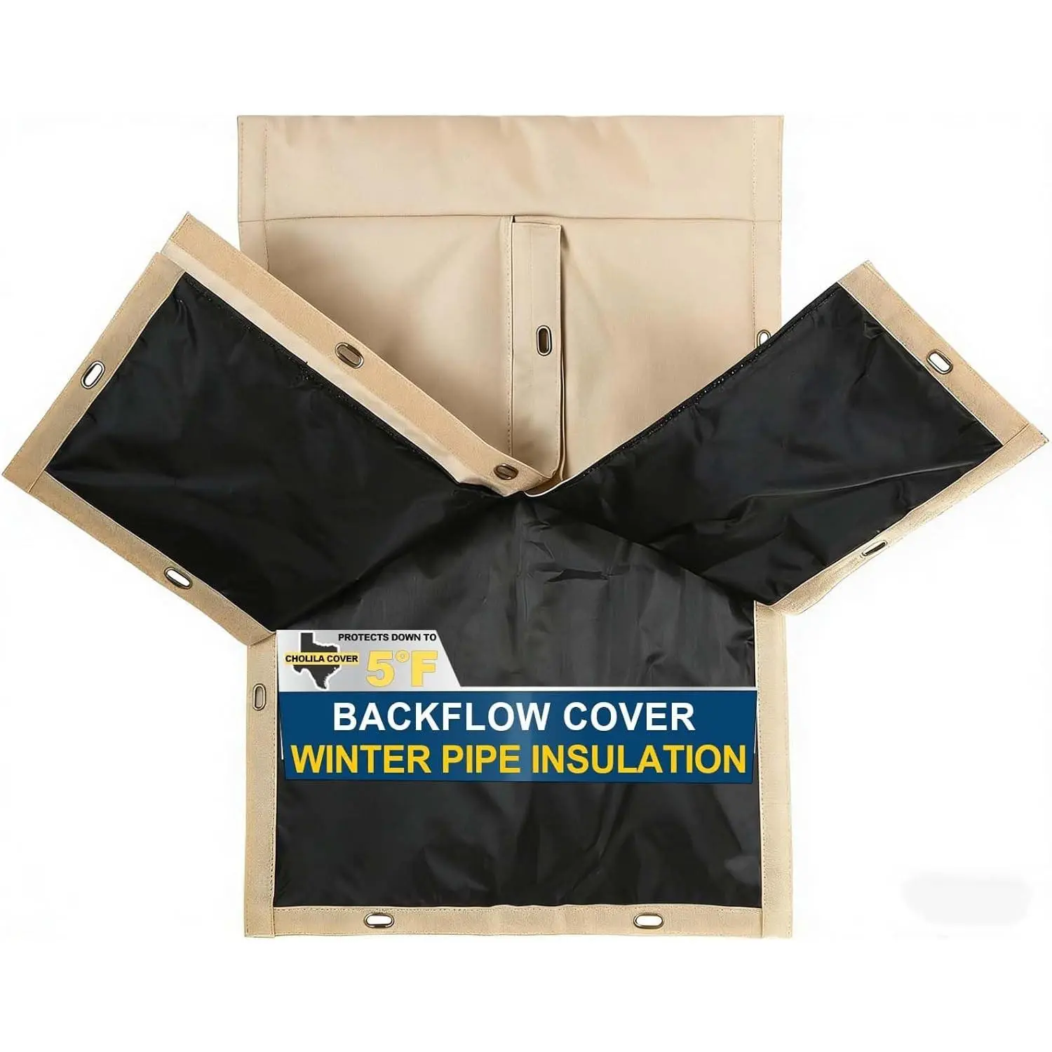 Backflow Preventer Pipe Insulation Cover (5°F) -24" W x 36" H - Water Well Pump Cover, 7-Layer Thick Fabric for Winter Pipe Freeze Protection, Outdoor Sprinkler Valve Cover, Khaki