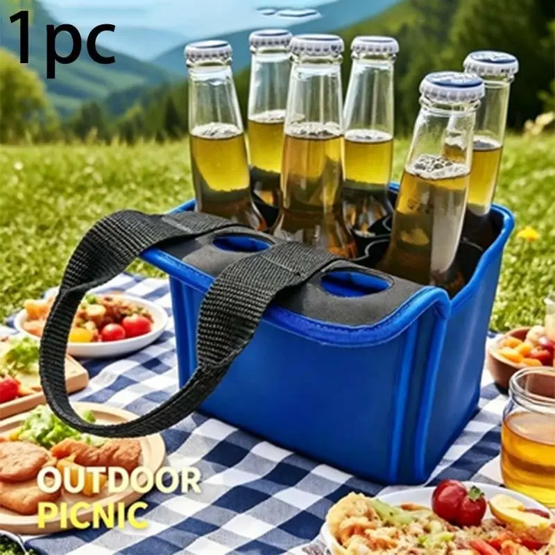 Portable Wine Beer Storage Bag, Waterproof Chloroprene Drink Pouch, Shockproof Layered Design, Foldable Insulated Bag for Outdoor Activities