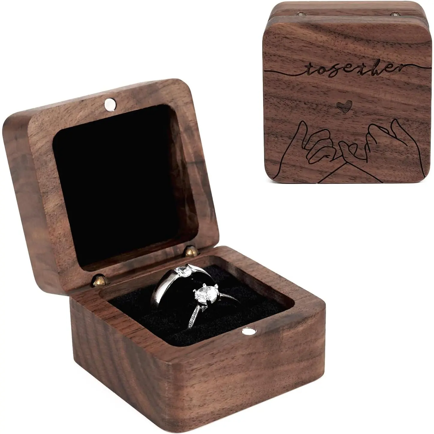 Ring Box, Wedding Ring box for Proposal, Engagement Ring Holder  for Wedding day,  wooden Rustic Ring Box, Ring Storage Box Engagement