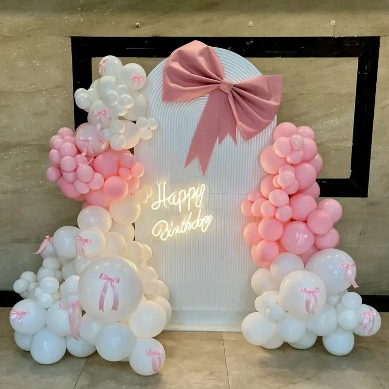 141pcs White Pink Balloons Garland Arch Kit, Baby Shower Girl Birthday Decoration, Wedding Engagement Party Decor, Christening Baptism Balloon Decorations