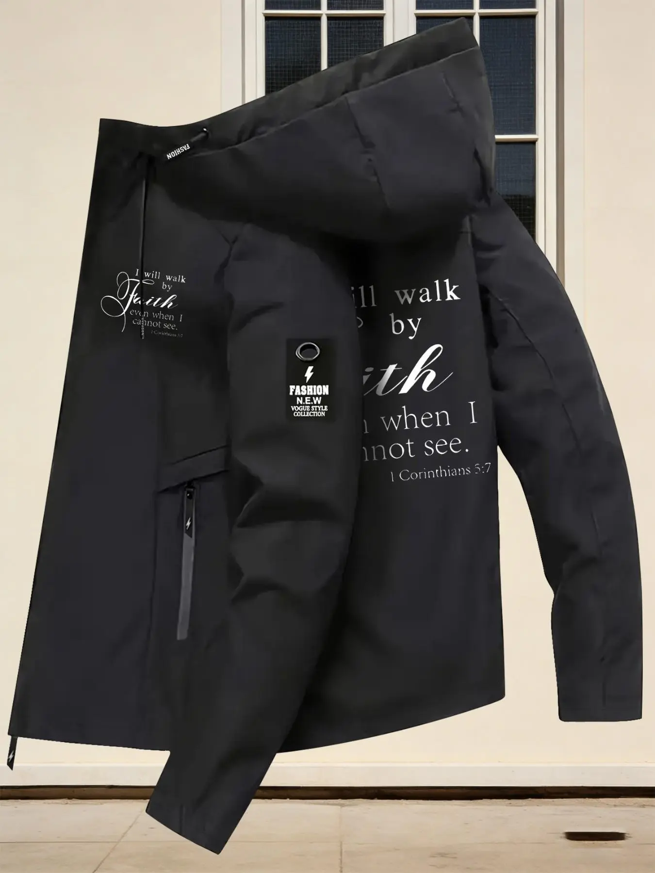 Women's Hooded Casual Jacket Outerwear Loose Fit Lightweight & Breathable Faith Inspirational Slogan Print Lazy‑Style Age‑Reducing Hooded Coat Ideal for Daily Commute Travel Outdoor Trips Fashion Versatile Multiple Colors Available