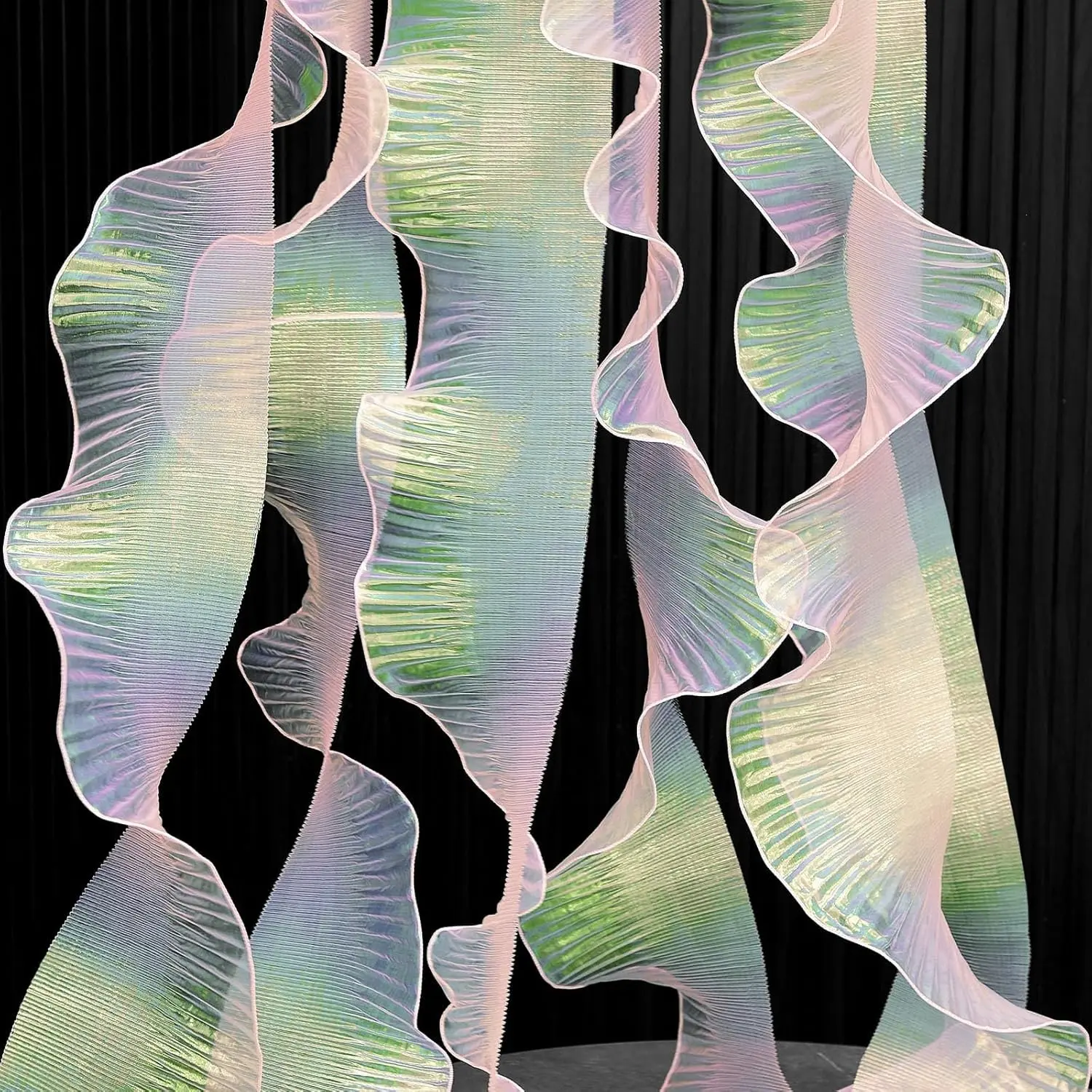 15 Yard Iridescent Ribbon Ruffle Trim Pleated Chiffon Organza Fabric Chiffon Ribbon Lace Fabric Trim for Wedding Sewing Dress Lanter Skirt Bag Decor Jellyfish Hat Costume Craft