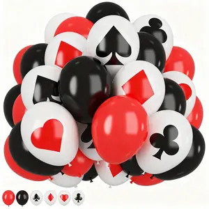 36 Poker Pattern Balloons, 12/10 Inch Latex Balloons, Party Decorations, Christmas, Graduation, Retirement, Valentine's Day
