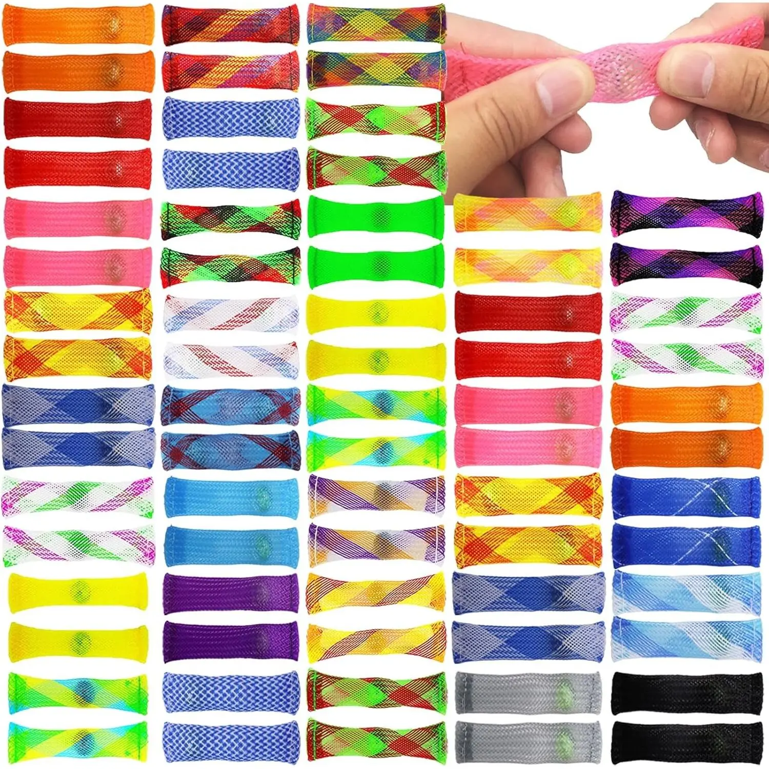 100 Pack Marble Mesh Fidget Toys,Sensory Stress Relieve Toy,Marble and Mesh Fidgets for Adults and Children with ADHD Autism Depressions Anxiety Disorders