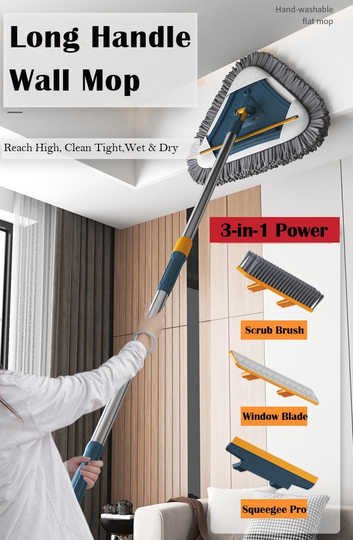 360° Spinning Head Long Handle Adjustable Wall Mop, Household Cleaning Tool with 6 Replacement Microfiber Chenille Pads, Sturdy Durable Easy-to-Use for Ceilings, Floors, Home Supplies outdoorfun teacher appreciation gift