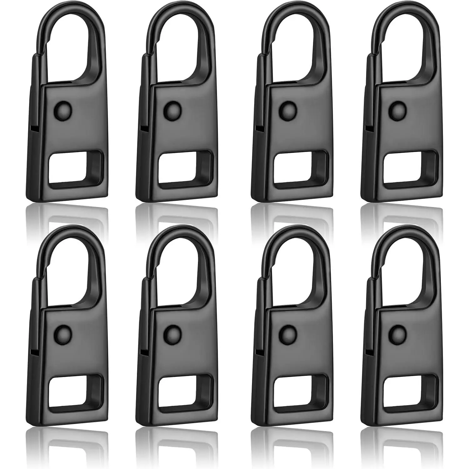 8 count Zipper Pull  Zipper Repair Kit Slider Metal Handle Mend Fixer Detachable  Pull Tab for Luggage Backpack Jacket Coat(Black)