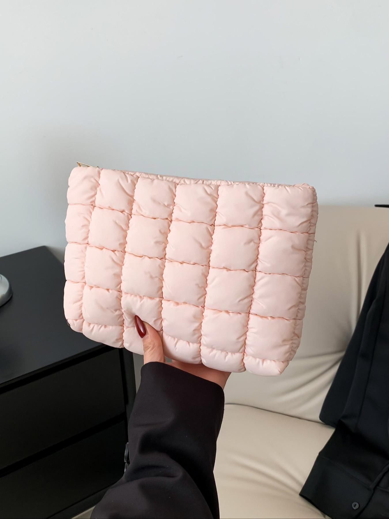 Large Capacity Quilted Design Clutch, Travel Storage Bag With Zipper, Perfect Christmas Gift Idea, Quilted Purse