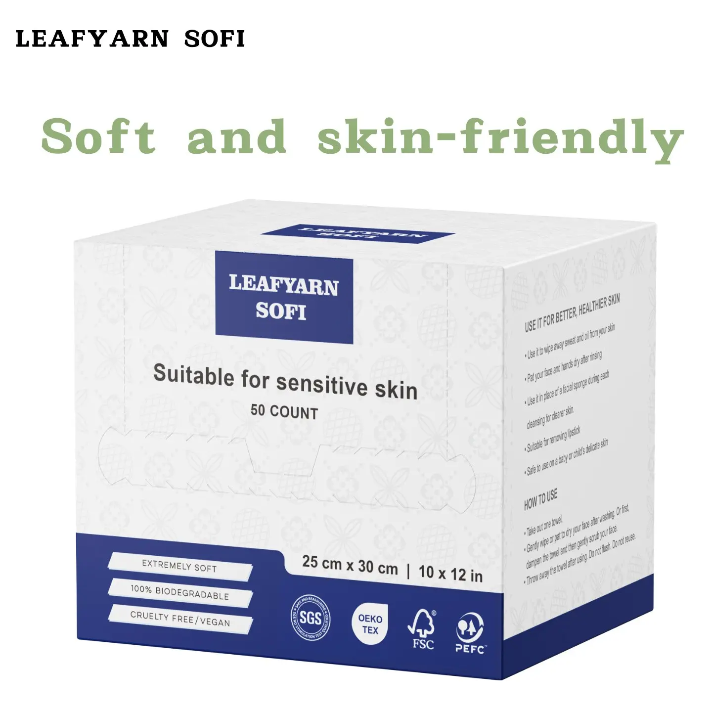 Boxed Disposable Facial Towels, Pull-Out Soft Cotton Wipes, Thick Absorbent Embossed Pattern Face Cleansing Cloths for Makeup Removal & Skincare
