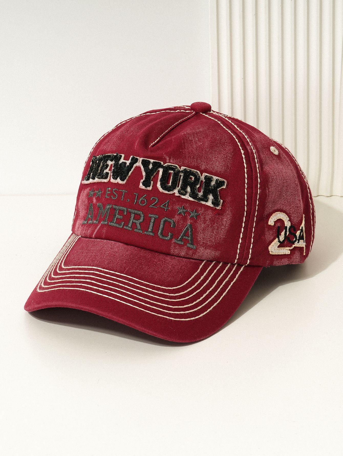 Unisex fashion baseball cap with NEW YORK letter embroidery, versatile for sun protection and cycling