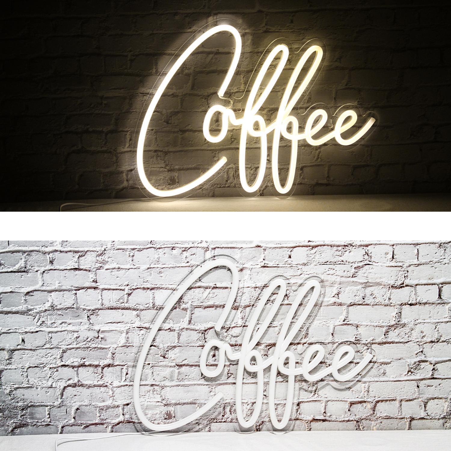 Coffee Neon Sign, USB Powered Neon Light, Creative Wall Mounted Neon Sign, Home Lighting Decoration, Suitable for Coffee Shop, Restaurant, Office, Led Neon Lights