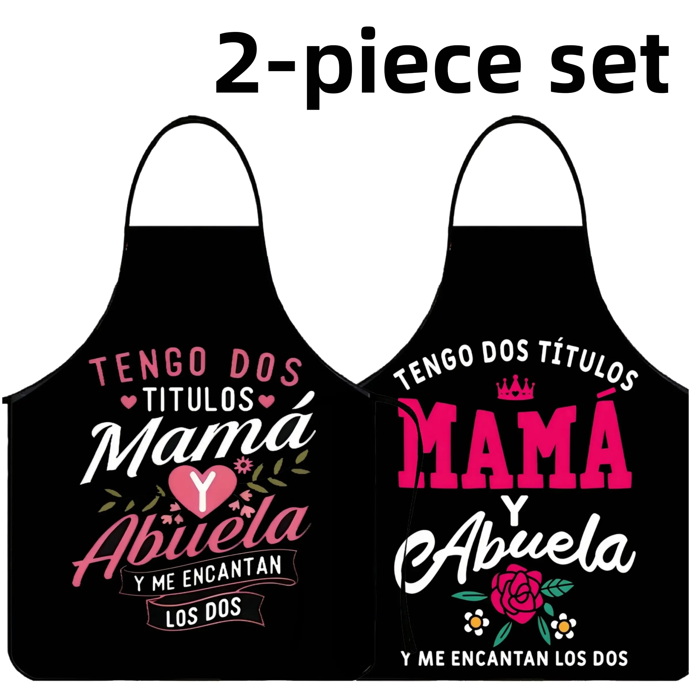 Mama and Grandma Print Apron Set,2-Piece Set Cool Polyester Kitchen Apron for Cooking,Christmas Gift, Jesus,Summer Apron for Women,Nails Design Tool,Garden Tool, Kitchen Essential,Cleaning Tool, Kitchen Cooking Aprons
