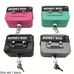 Stainless Steel Security Metal Key Lock Storage Box with Password and Key Unlock - Secure Money Box, Cash Register, Deposit Safe, Anti Theft Safes, Suitable for Coins, Cash, Valuable Items