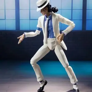 14cm Michael Jackson White Clothes Moon Walk Action Figures Joint Model Desktop Decoration Toys Surprise Christmas Toys Gift
