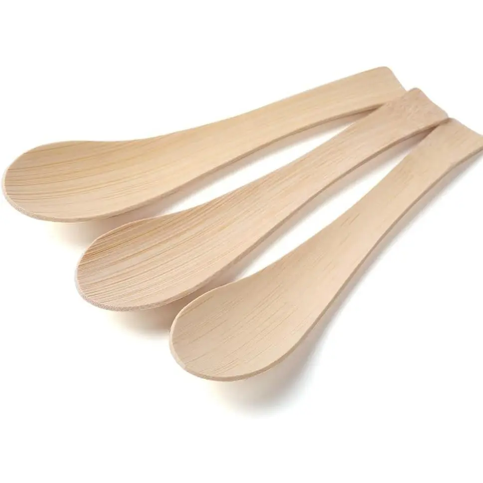 200 Count Disposable Bamboo Spoons - 5.51" Heavy Duty Heat Resistant Compostable Eating Spoons, 100% Biodegradable Renewable Bulk Cutlery for Parties Picnics Events Daily Use Travel