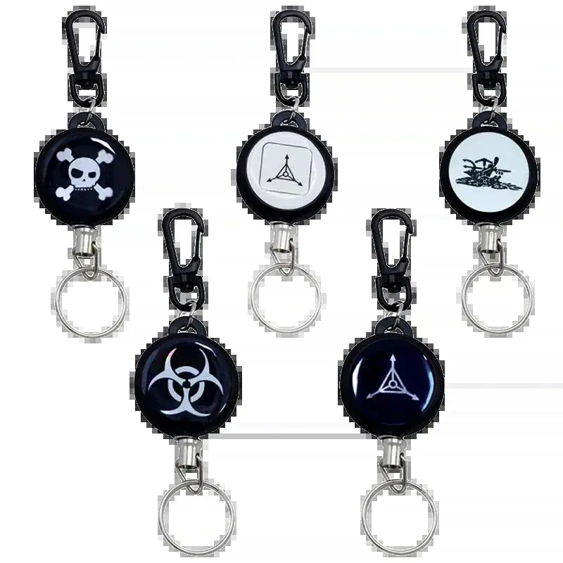 1pc Retractable Keychain Metal Wire Rope Key Chain Clip Pull Recoil Sporty Key Ring Anti Lost ID Card Holder Keyring Accessories
