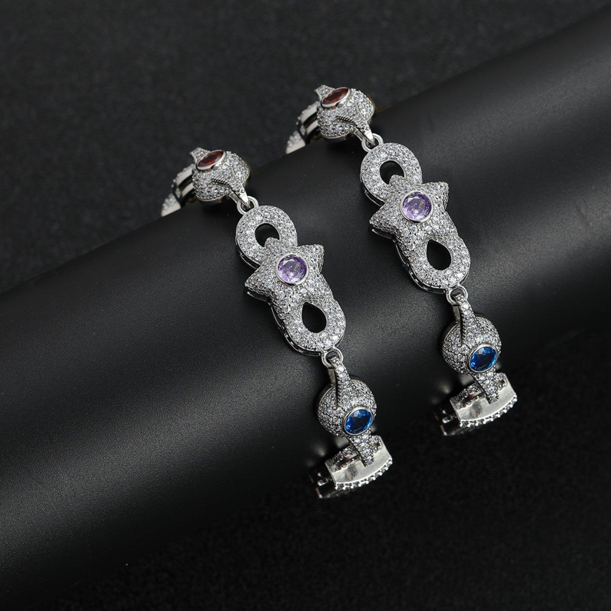 Iced Out Star Eye Moissanite Bracelet Necklace Prong Setting Moissanite Infinity Cuban Link Chain Women Men Hip Hop Fashion Jewelry