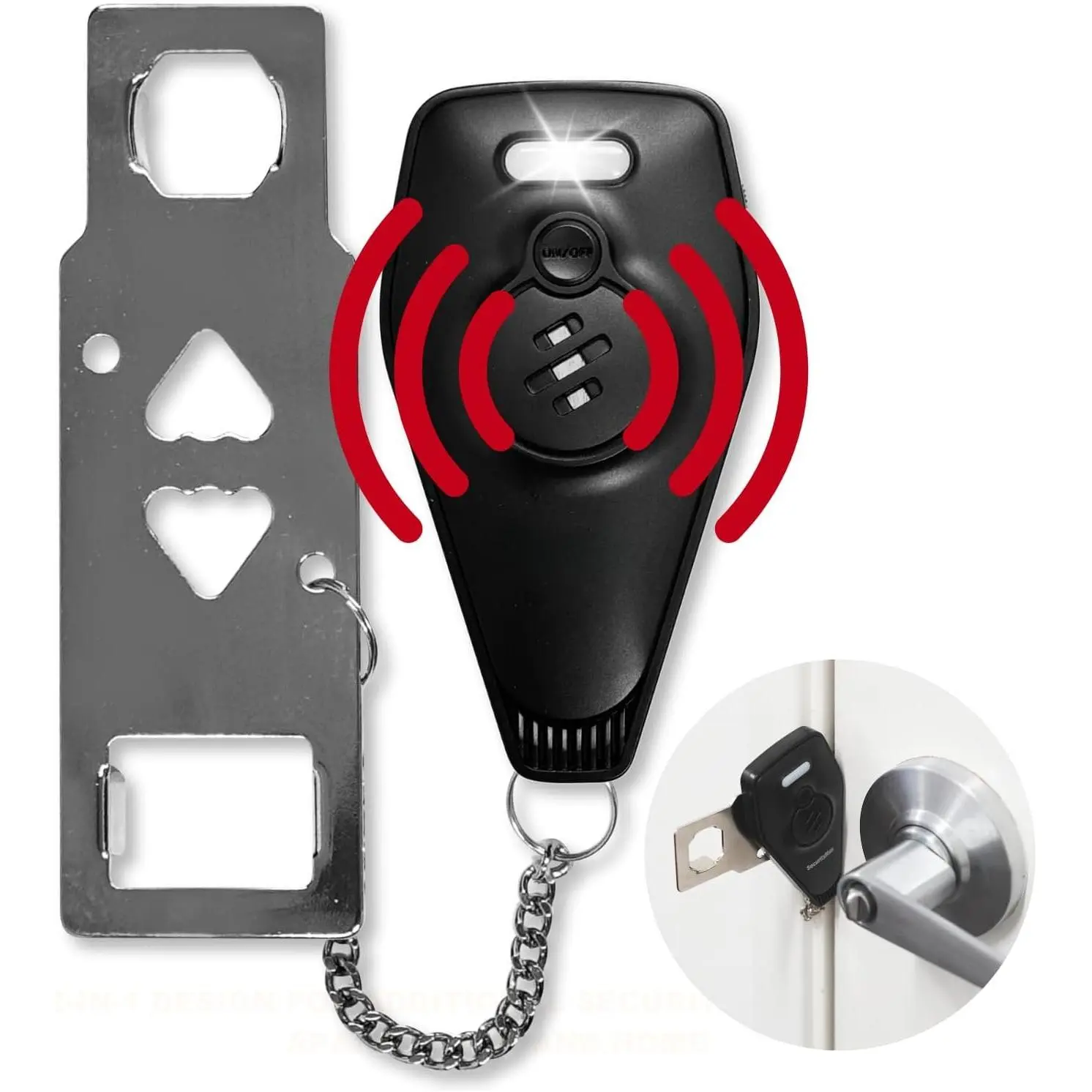 Portable Door Lock with  | Hotel Door Locks for Travelers  | Loud 130dB Door  Device for Hotel Room, Apartment , & Travel Safety Inside for Women  - Black