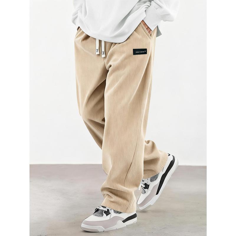 Men's Corduroy Casual Joggers - Male Clothing, Drawstring Waist, Functional Pockets, Sport Apparel for Daily & Outdoor Wear