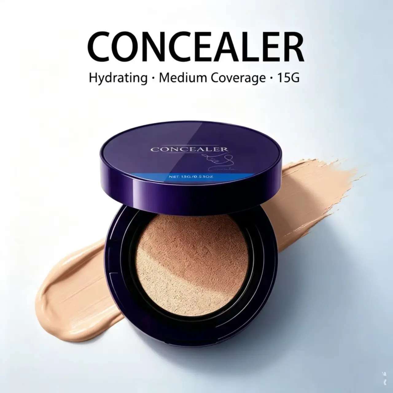 Moisturizing Concealer Foundation Cushion, Hydrating Light Base Makeup, Brighten Facial Skin Tone Easy Blemish Coverage Long Lasting Cushion Foundation