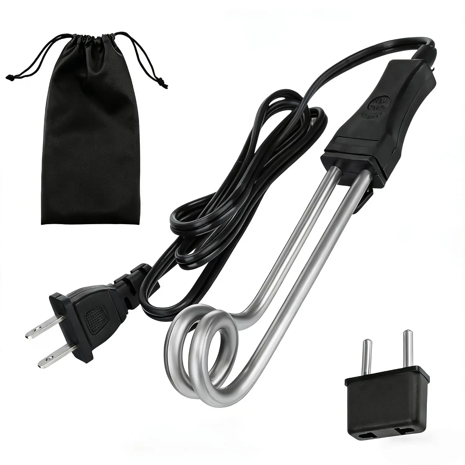 1 Piece Travel Camping Accessories Tea Immersion Heater(Black) 300w Portable Immersion Water Heater With 120/240v Dual Voltage For Travel And Camping Use