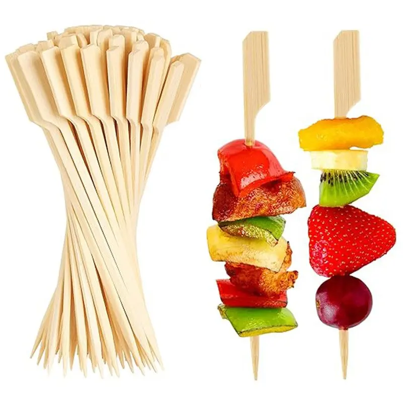 100pcs Bamboo Skewers for Appetizers, Paddle Wooden Skewers, Fancy Flat Toothpicks, Party Sandwich Fruit Charcuterie Board Accessories