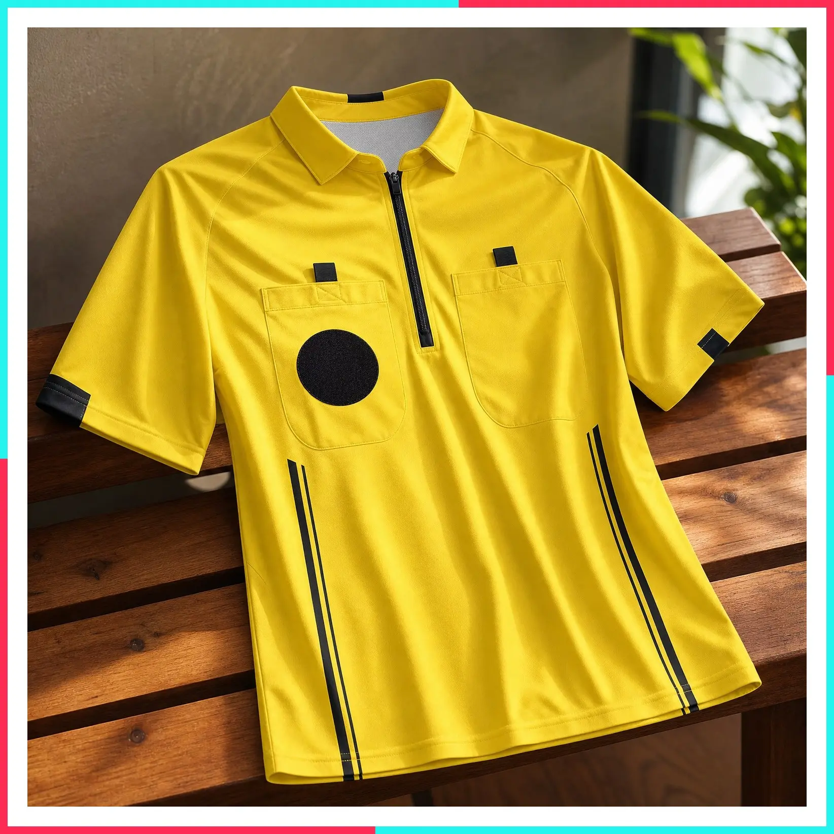 Pro Soccer Referee Short Sleeve Jersey Shirt - Lightweight Breathable, Zippered Collar, 2 Hook-and-Loop Pockets, Badge Holder, Multi Colors, Men Women Youth XXS-3XL