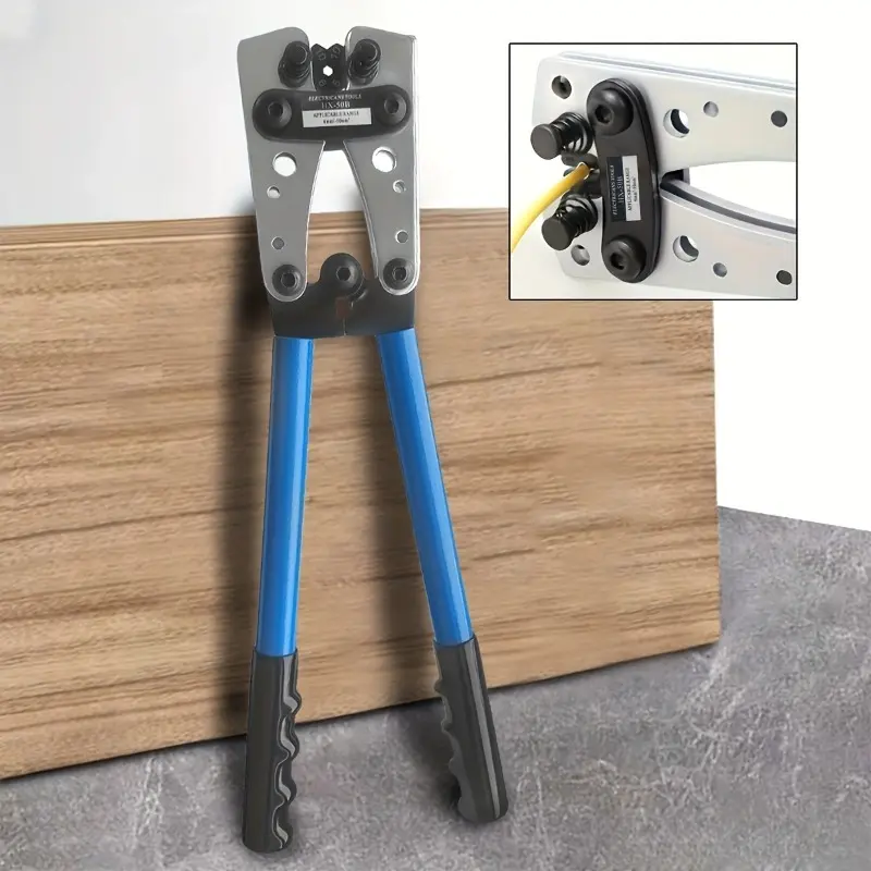 HX-50B Battery Cable Crimping Tool with Lightweight Aluminum Handle, Heavy Duty Hex Lug Crimper Set AWG 8-1/0 for Marine, Solar, Auto Battery Terminal Wire Lugs