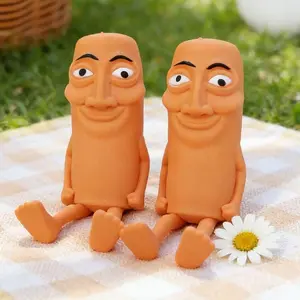FUNGGY Wooden Dude Squishy Squeeze Toy, Slow Rising Sensory Fidget Stress Ball for Kids Teens Adults, Anxiety Relief Handheld Desk Decor, Cute Christmas Stocking Stuffer Gift