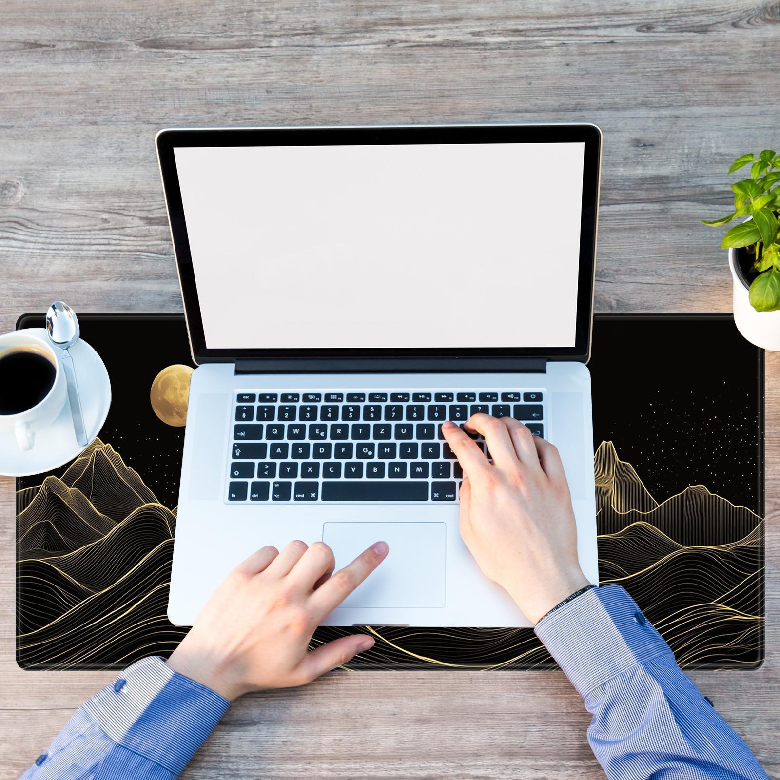 Mountain Pattern Mouse Pad, 1 Count Large Stable Rubber Base Mouse Pad with Stitched Edges, Keyboard Mouse Mat Desk Pad for Work, Game, Office, Home