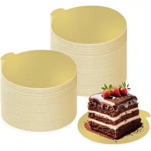 Cake Boards, 3.15 Inch 100 Pack Mini Round Golden, Bases Para Postres