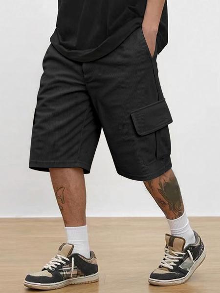 Men's Loose Solid Flap Pocket Drawstring Waist Cargo Shorts, Street Fashion Casual Bottoms for Daily Outdoor Wear, Men's Clothes for Summer