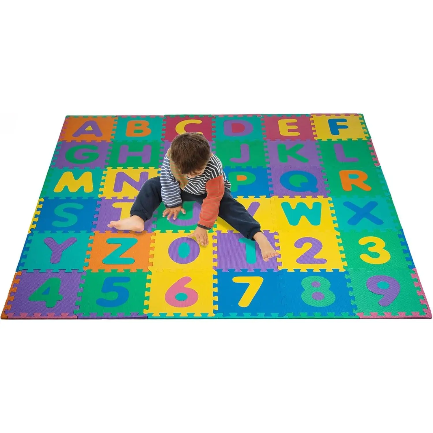 Kids' 96-Piece Foam Floor Alphabet and Numbers Puzzle Play Mat for Babies and Toddlers - Interlocking Tile Game (Multicolored)