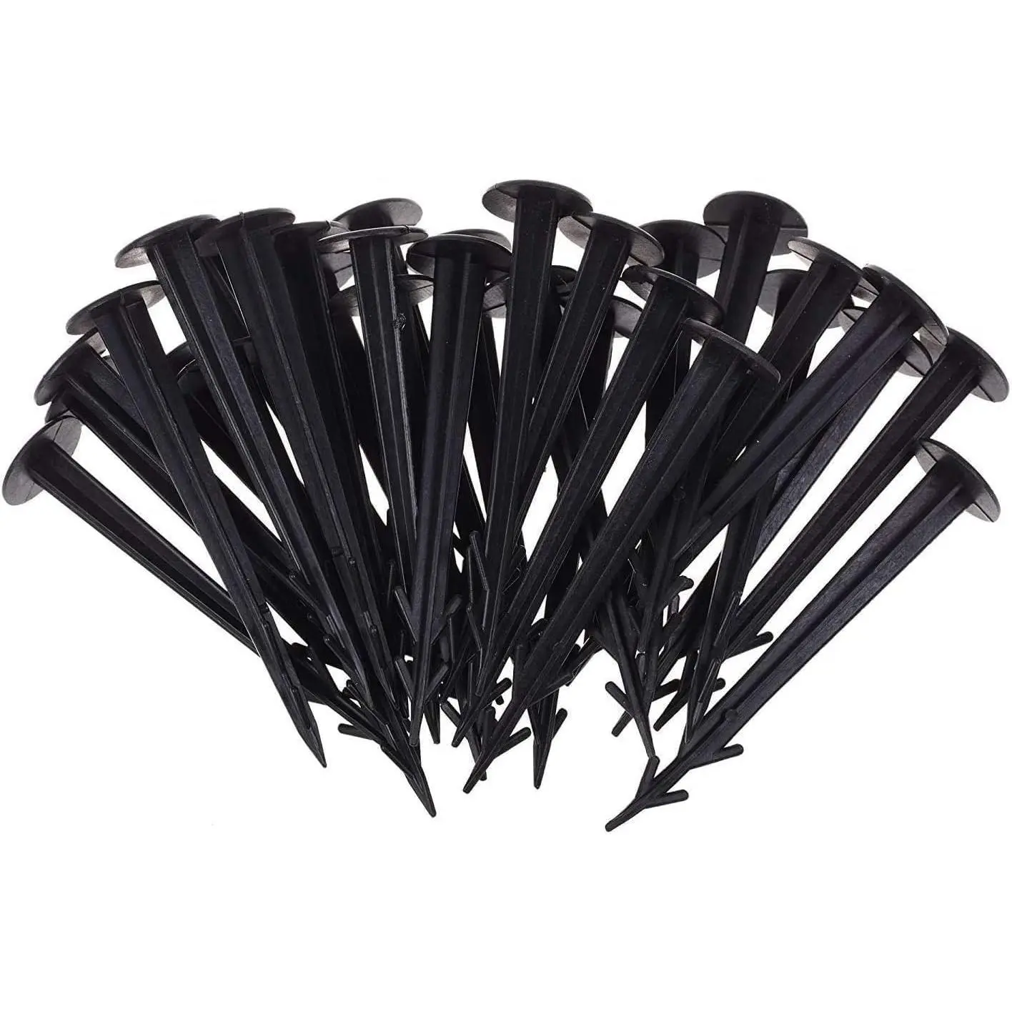 50 Pack 4.5 Inch Plastic Garden Stakes, Heavy Duty Landscape Anchoring Spikes for Weed Fabric, Tarp, Tent, Edging & Ground Fixing, Black