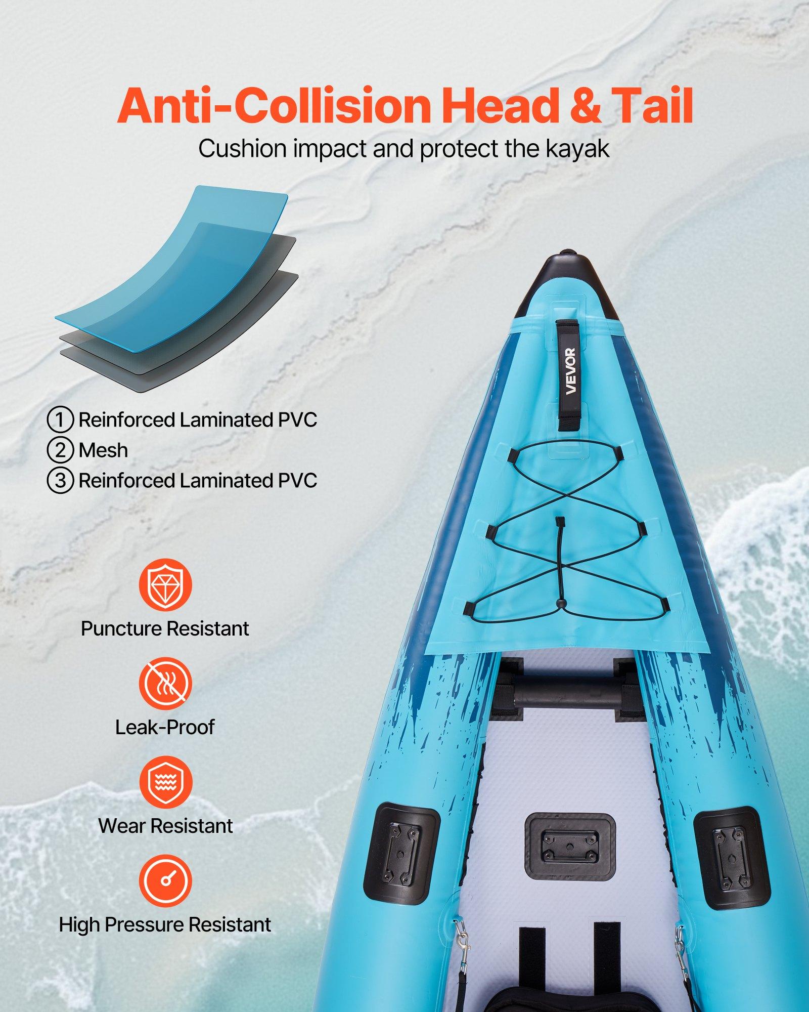 VEVOR Inflatable Kayak, 2-Person Inflatable Recreational Kayak 700LBS ...