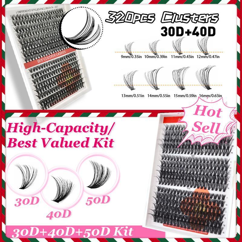 Eyelash Extension Kit, 1 Box Individual Lashes Clusters Diy Lash Extensions Kit & Lash Glue & Tweezers, Eyelash Bonding Tools, Eye Makeup Products for Women & Girls, Wispy Eyelash Clusters, Eyelashes Extension Kit