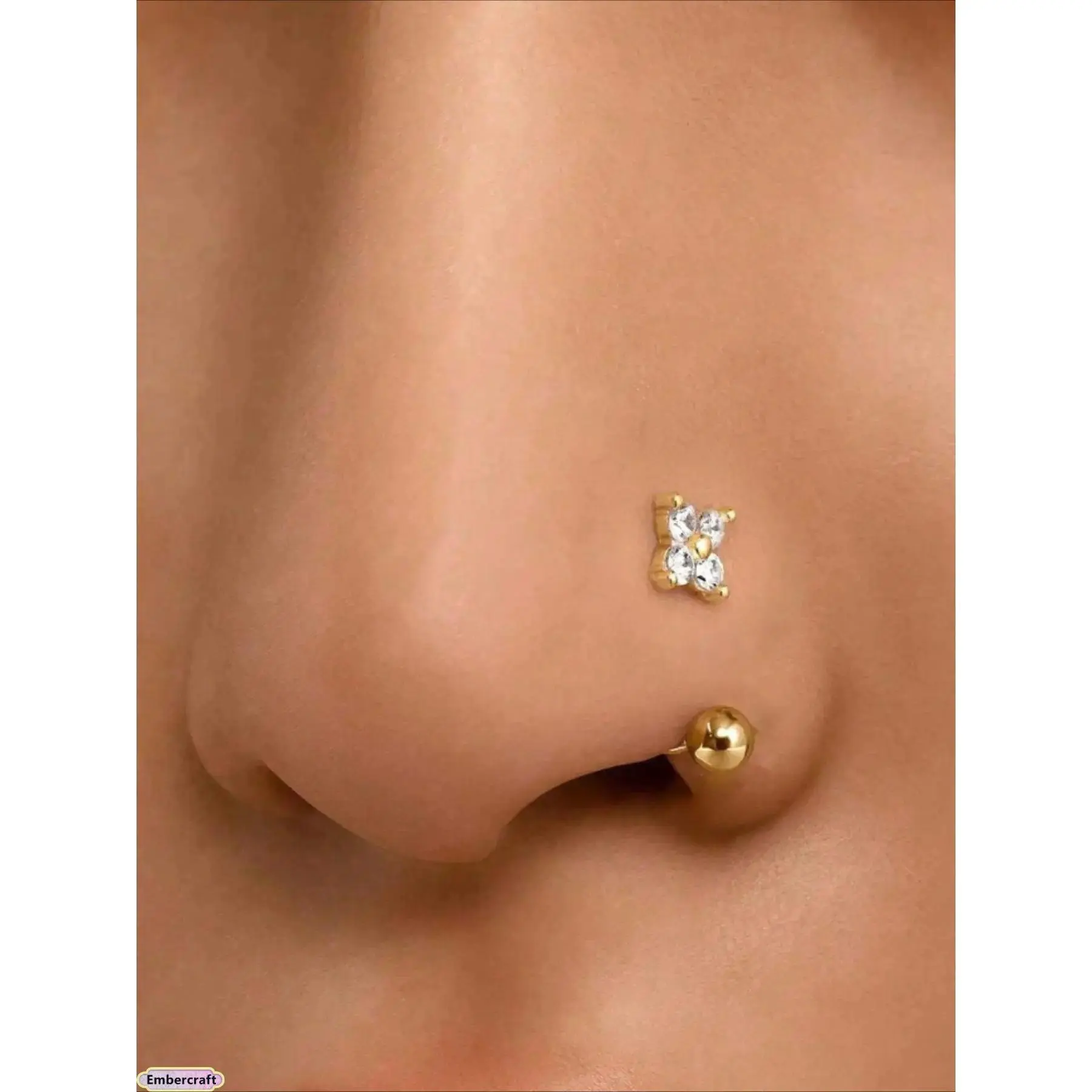 Four-Leaf Clover Nose Hoop Ring – Lucky Charm Copper Nose Ring Piercing Jewelry, Aesthetic Y2K Floral Nose Hoop for Women & Men, Lightweight Everyday Wear