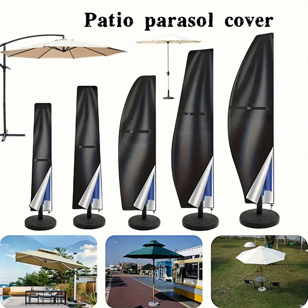 Durable Oxford Fabric Outdoor Patio Umbrella Cover, 9ft/2.7m & 6ft/1.8m, Zippered, Banana Design, Garden Beach Deck Furniture Protection