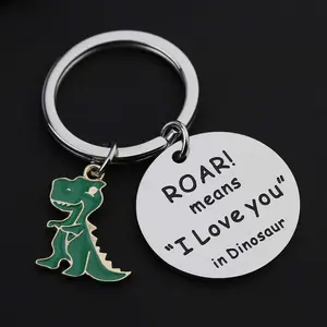 Engraved Funny T-Rex Dinosaur Keychain Collectible, "ROAR Means I Love You" Keyring, Sentimental Boyfriend Gift, Leisure Outdoor Sports & Martial Arts Accessory