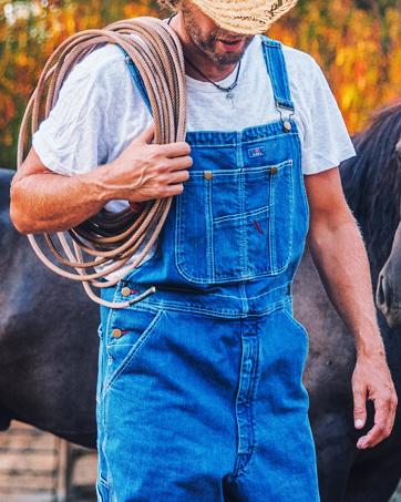 HISEA Men's Denim Bib Overall, Mens Relaxed Fit Overall Midweight Workwear with Adjustable Straps and Convenient Tool Pockets