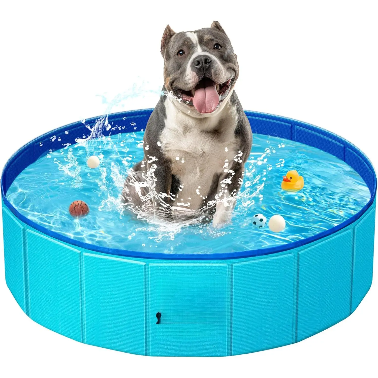 Foldable Dog Kiddie Pool - Portable Hard Plastic Doggie Swimming Pool, Anti-Slip Collapsible Pets Bath Tub Suitable for Kids Indoor Outdoor Backyard Use (Blue, 48" x 12")