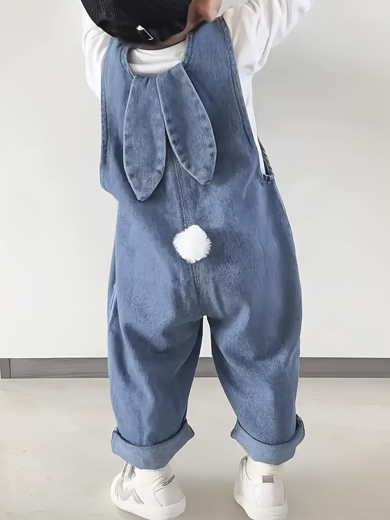2026 New Arrival Cute Rabbit Ears Kids' Overalls - Autumn Fashion Casual Pants Boys & Girls, Stylish Baby Trousers Perfect Outdoor