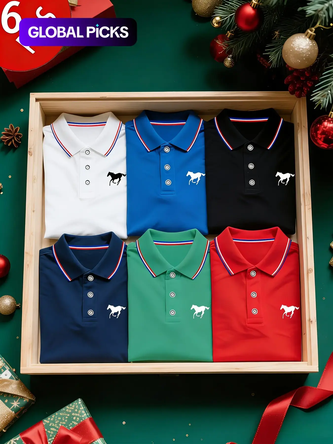 Men's Polo Shirt Set, Polo Style, Casual Fashion, Solid-Color Fitted Short-Sleeve Horse-Print Polo with Contrast Collar, Breathable Casual Summer Shirts for Daily Wear and Golf, Collared Polo Shirts, Menswear