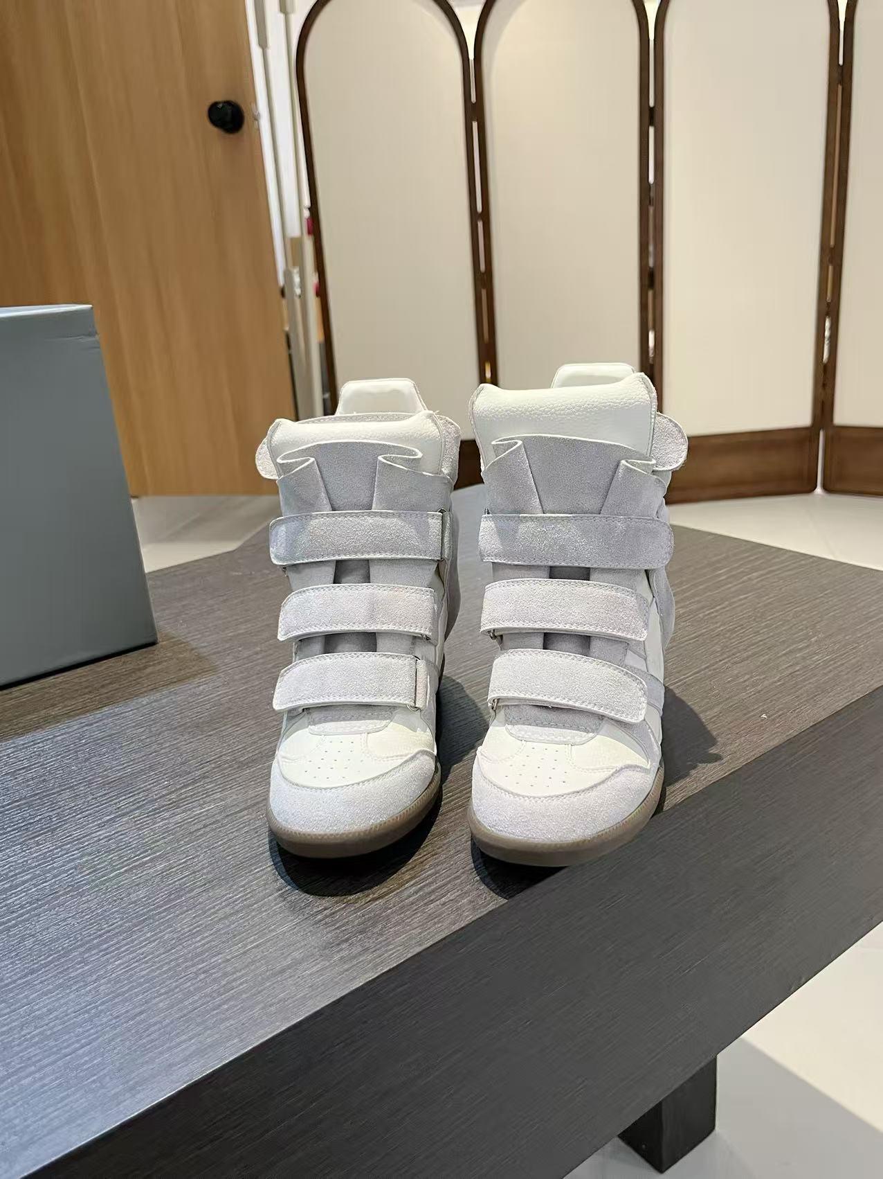 Velcro invisible inner heightening women's shoes 8CM slope heel color matching sports and leisure shoes high top shoes