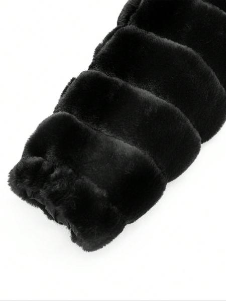 Women's Plus Size Hooded Jacket with Faux Fur Lining, Casual Fall & Winter Reversible Padded Coat, Warm Woven Fabric Outerwear