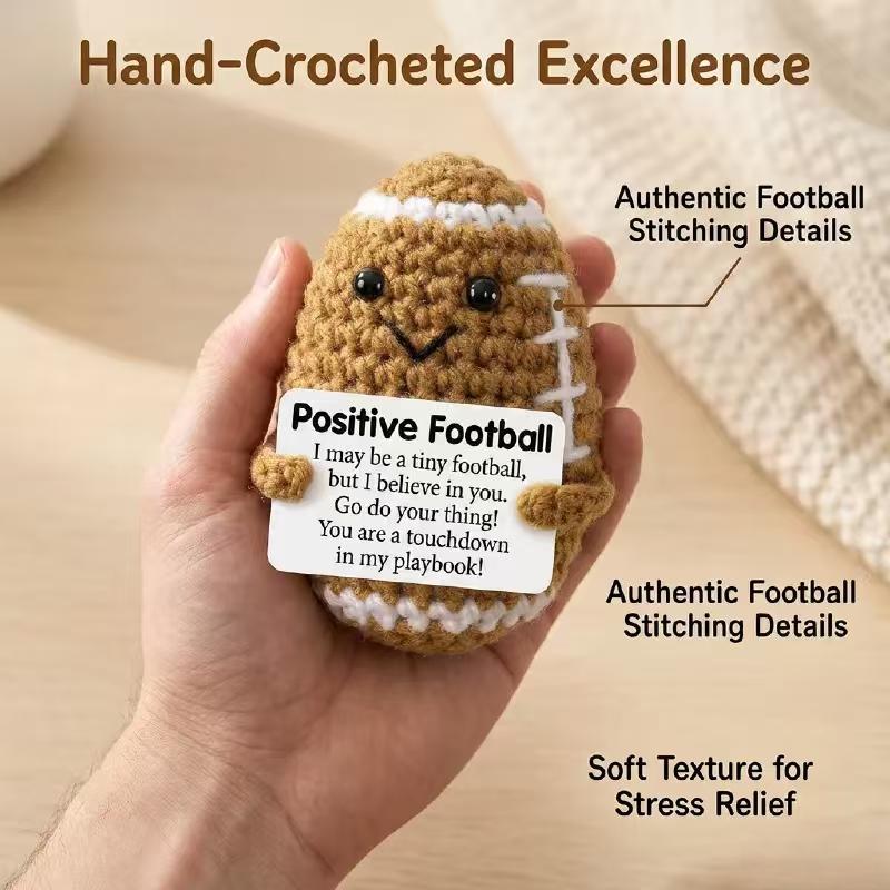 Premium Handmade Crochet Rugby Plush, Soft Skin-Friendly Stuffed Doll, Well Stitched & Durable, Healing Stress Relief Toy, Bag Charm Desk Decor, Ideal Birthday & Teacher Appreciation Gift for Women Men, Festival Photo Prop