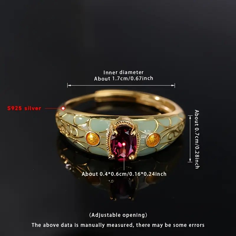 A Gift Box Containing an S925 Silver Ring, Adjustable with an Open Design, Set with Red Magnesium Aluminum Garnet, Featuring a Drip Glaze Design, Suitable As a Wedding Ring, Bridal Jewelry, High-End Jewelry, And an Ideal Gift Choice
