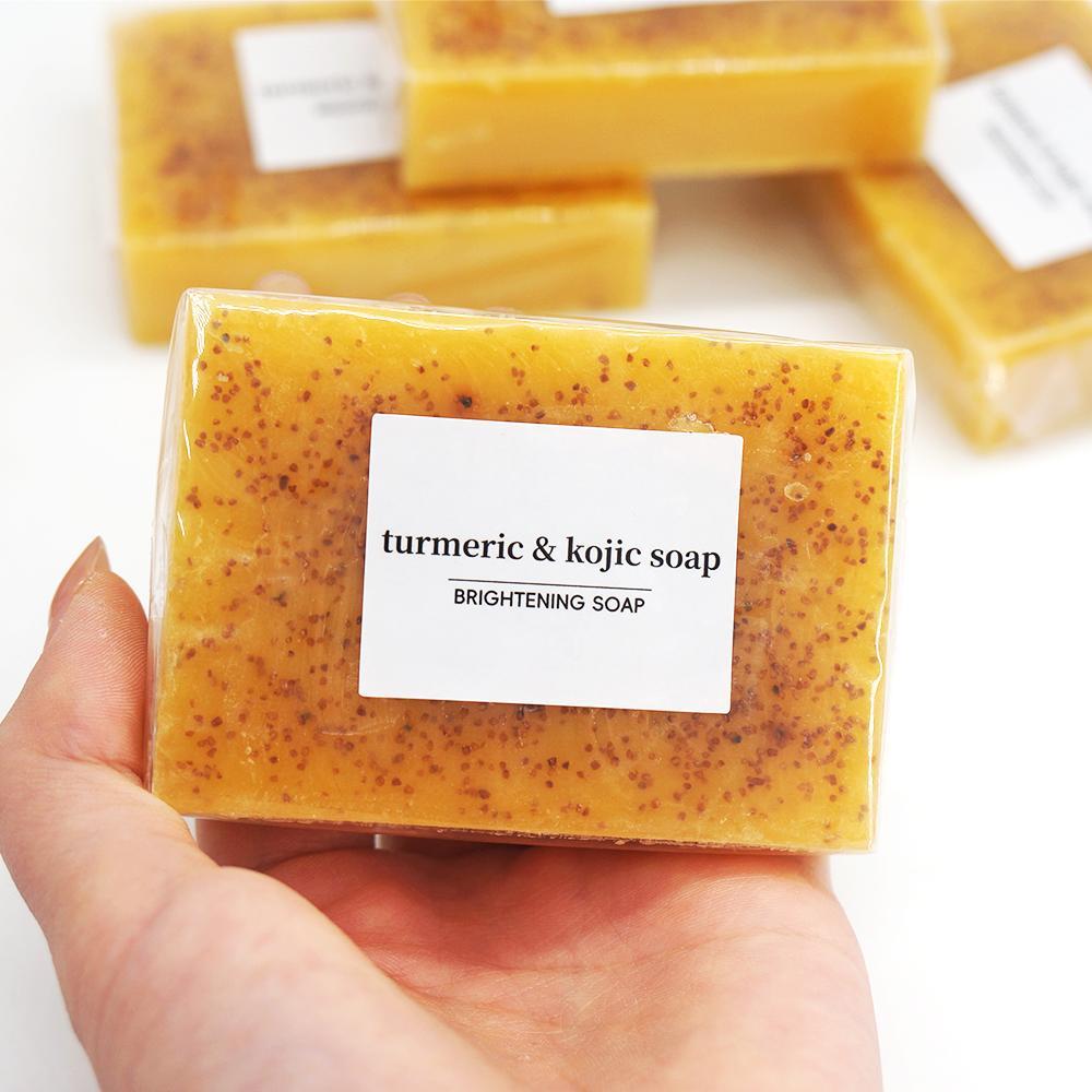 Turmeric & Kojic Brightening Soap, Cleansing Cold Pressed Soap for Face & Body, Moisturizing Body Wash & Soap for Women & Men, Acne